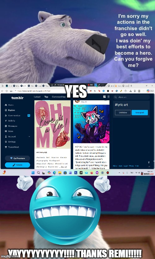 I ruined an fill in meme with Remi the Red Panda! | YES; YAYYYYYYYYYY!!!! THANKS REMI!!!!! | image tagged in who denies norm s apology,indigo park,remi the red panda | made w/ Imgflip meme maker