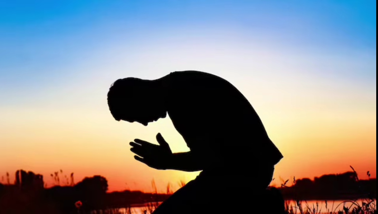 Praying during sunset Blank Meme Template