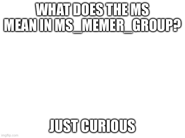 Does anyone know? | WHAT DOES THE MS MEAN IN MS_MEMER_GROUP? JUST CURIOUS | image tagged in curious | made w/ Imgflip meme maker