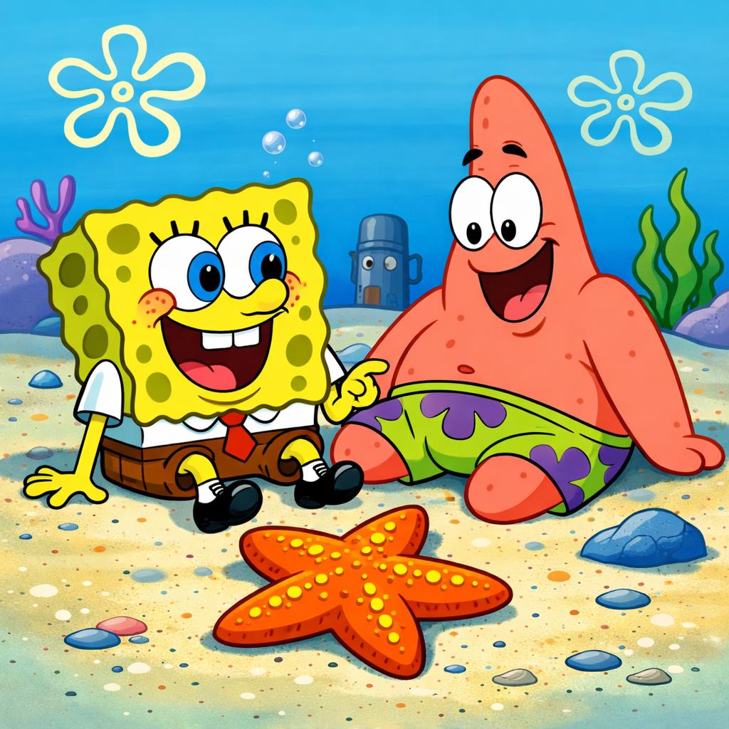 A Sponge by a starfish Blank Meme Template