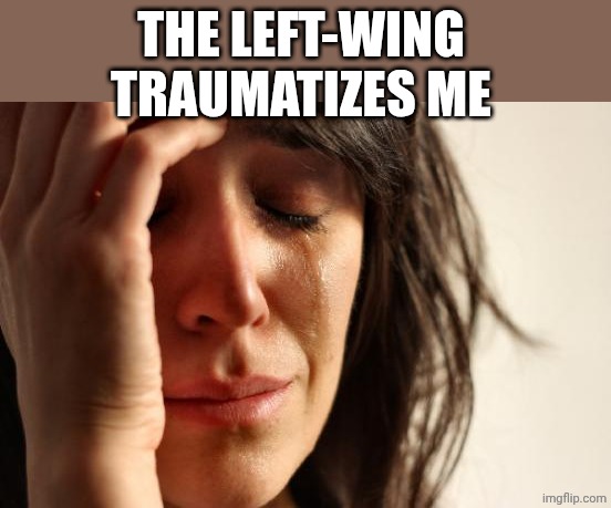 Leftists are scary | THE LEFT-WING TRAUMATIZES ME | image tagged in memes,first world problems | made w/ Imgflip meme maker