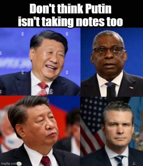 US Military Isn't Wearing Dresses Anymore | Don't think Putin isn't taking notes too | image tagged in ping austin hegseth meme | made w/ Imgflip meme maker