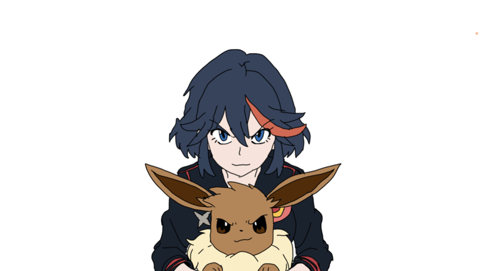 Ryuko Matoi holding Eevee Blank Meme Template