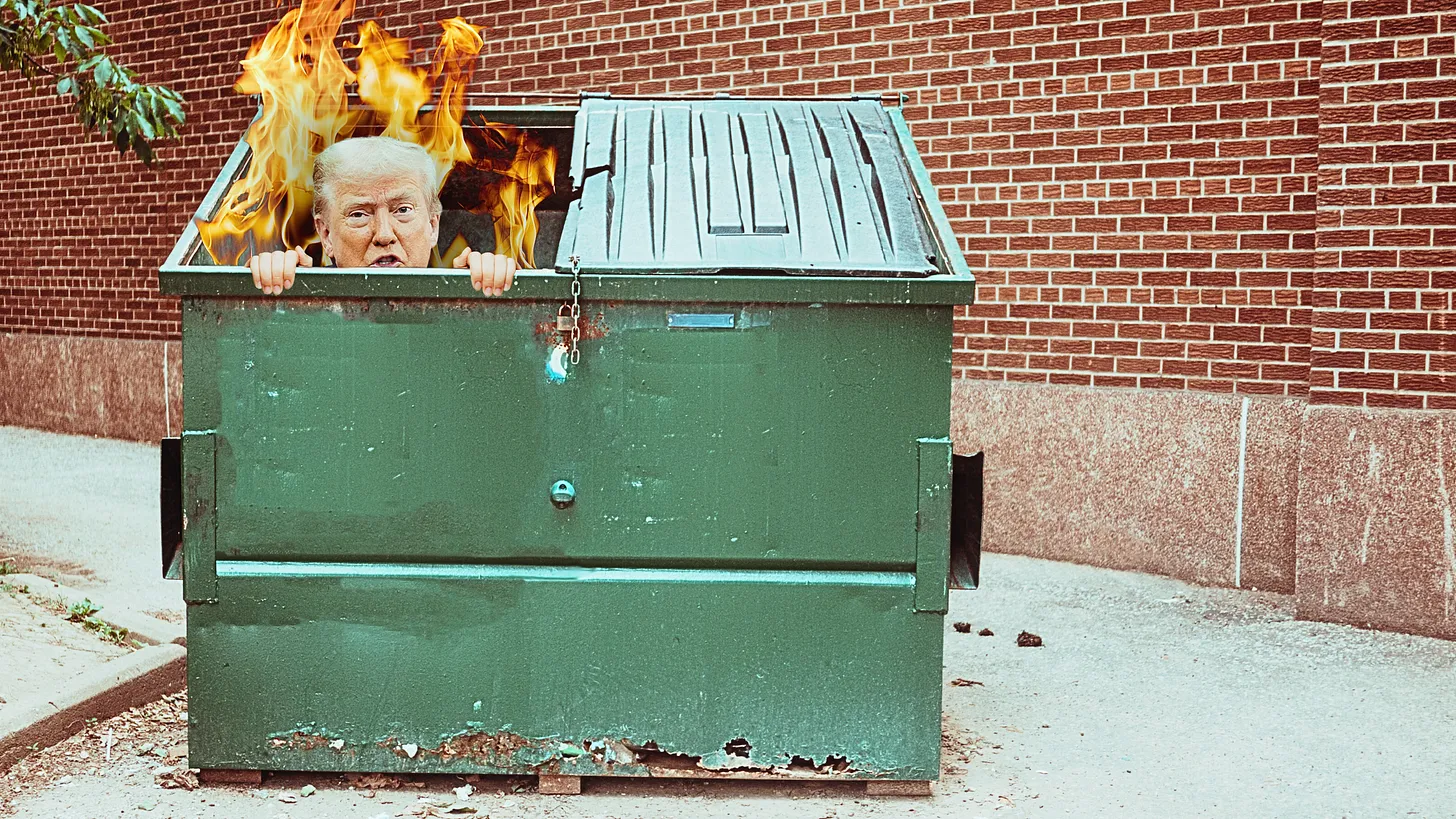 Trump and his very own dumpster fire. Blank Meme Template