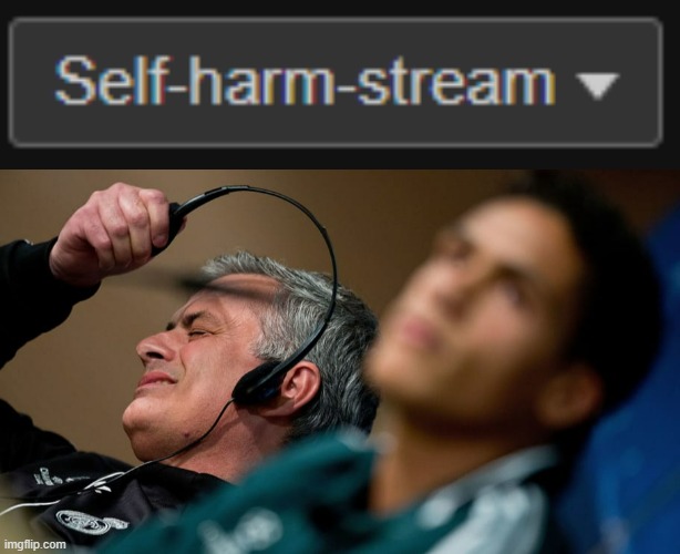 screenshot from when sammy was still here. they actually followed and posted in this stream bruh | image tagged in jose mourinho headset | made w/ Imgflip meme maker