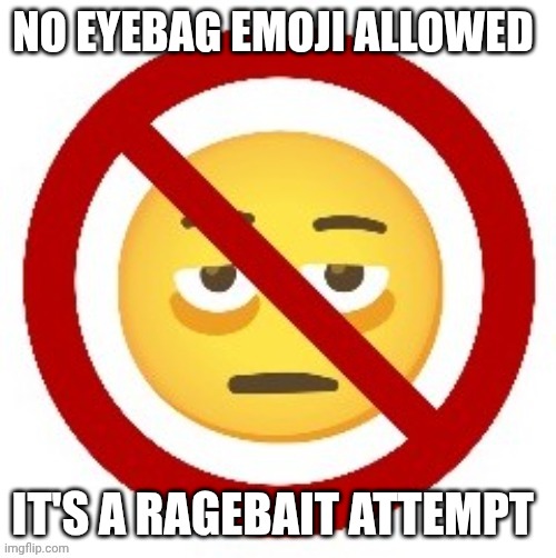 NO EYEBAG EMOJI ALLOWED; IT'S A RAGEBAIT ATTEMPT | image tagged in i'm not wrong | made w/ Imgflip meme maker