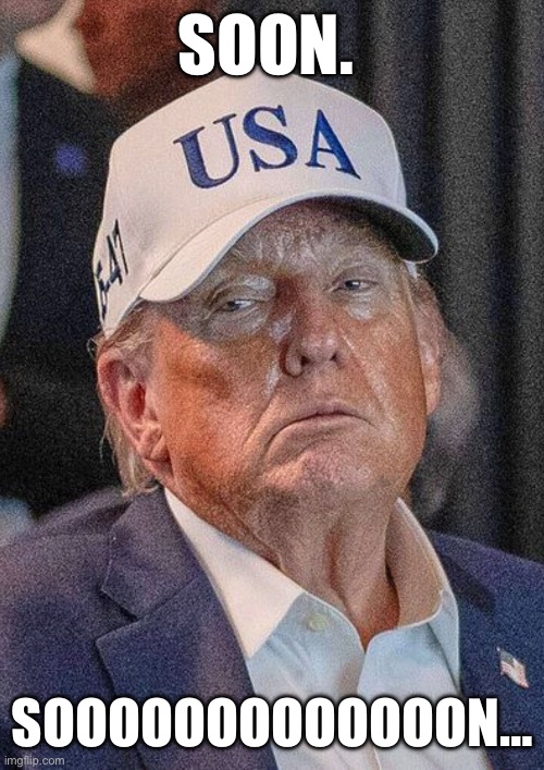 Soon. | SOON. SOOOOOOOOOOOOON… | image tagged in trump,corpse,soon | made w/ Imgflip meme maker