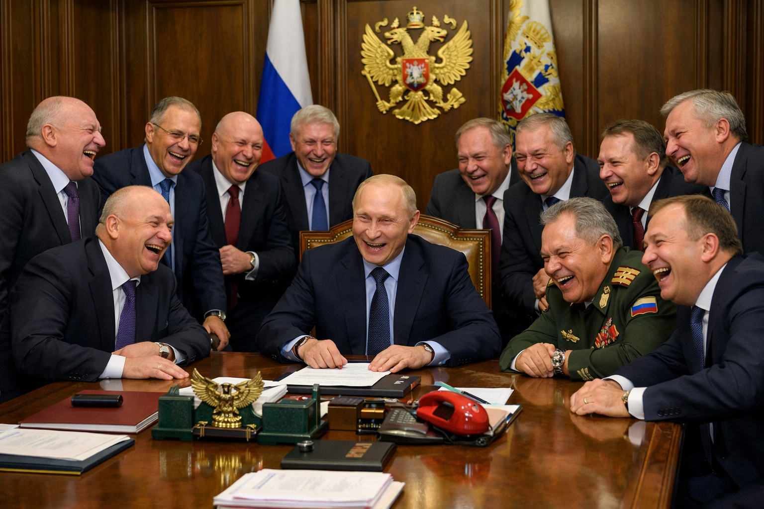Putin and Kremlin laugh at Trump negotiating an end to war. Blank Meme Template