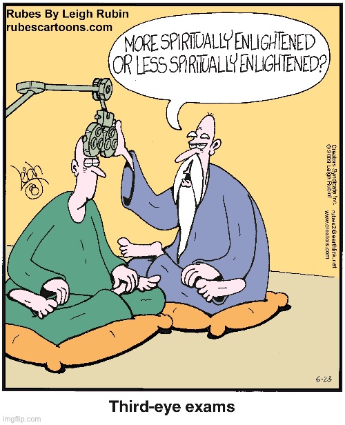 Rubes | image tagged in comics,rubes,optometrist,third eye,eye exam,spiritually enlightened | made w/ Imgflip meme maker