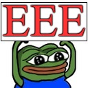 EEE | EEE | image tagged in pepe holding sign,memes,pepe,frog,red | made w/ Imgflip meme maker
