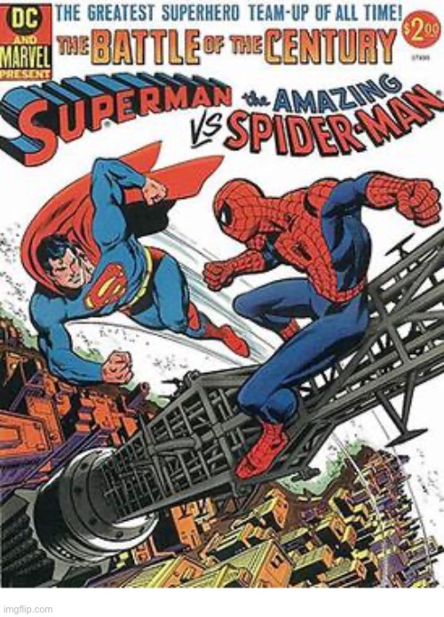 The ORIGINAL Marvel/DC crossover, from March of 1976… | image tagged in comics,superman,spiderman,crossover,marvel comics,dc comics | made w/ Imgflip meme maker