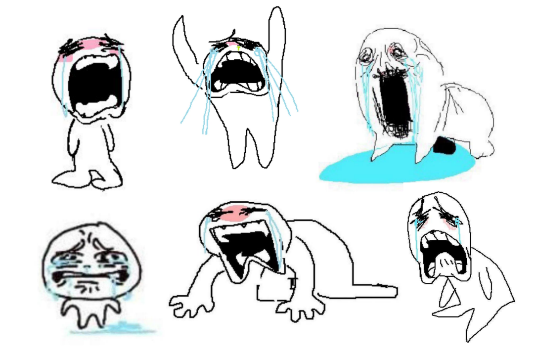 The crying drawings collection Blank Meme Template