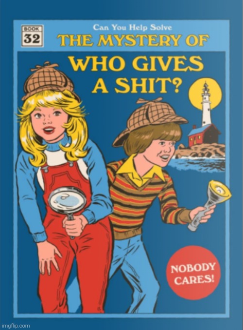 image tagged in the mystery of who gives a shit | made w/ Imgflip meme maker