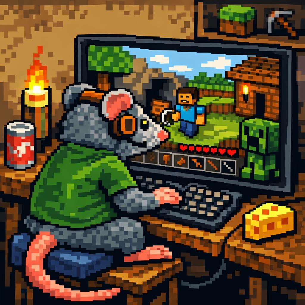 a rat playing minecraft with coke an a exited face Blank Meme Template