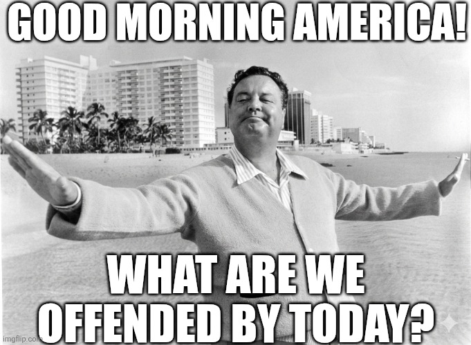 Good Morning America! | GOOD MORNING AMERICA! WHAT ARE WE OFFENDED BY TODAY? | image tagged in chrisjoines1 | made w/ Imgflip meme maker