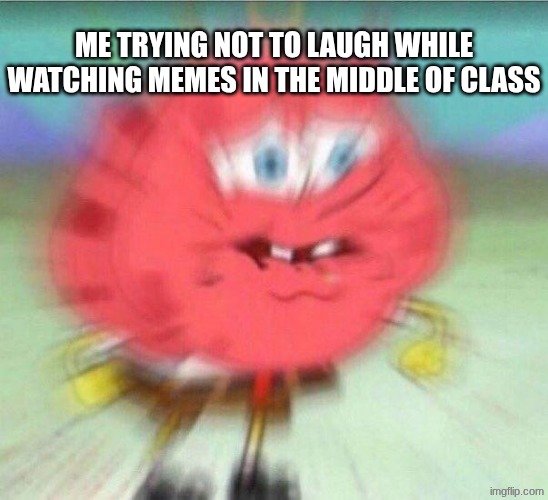 meme | ME TRYING NOT TO LAUGH WHILE WATCHING MEMES IN THE MIDDLE OF CLASS | image tagged in holding it in | made w/ Imgflip meme maker