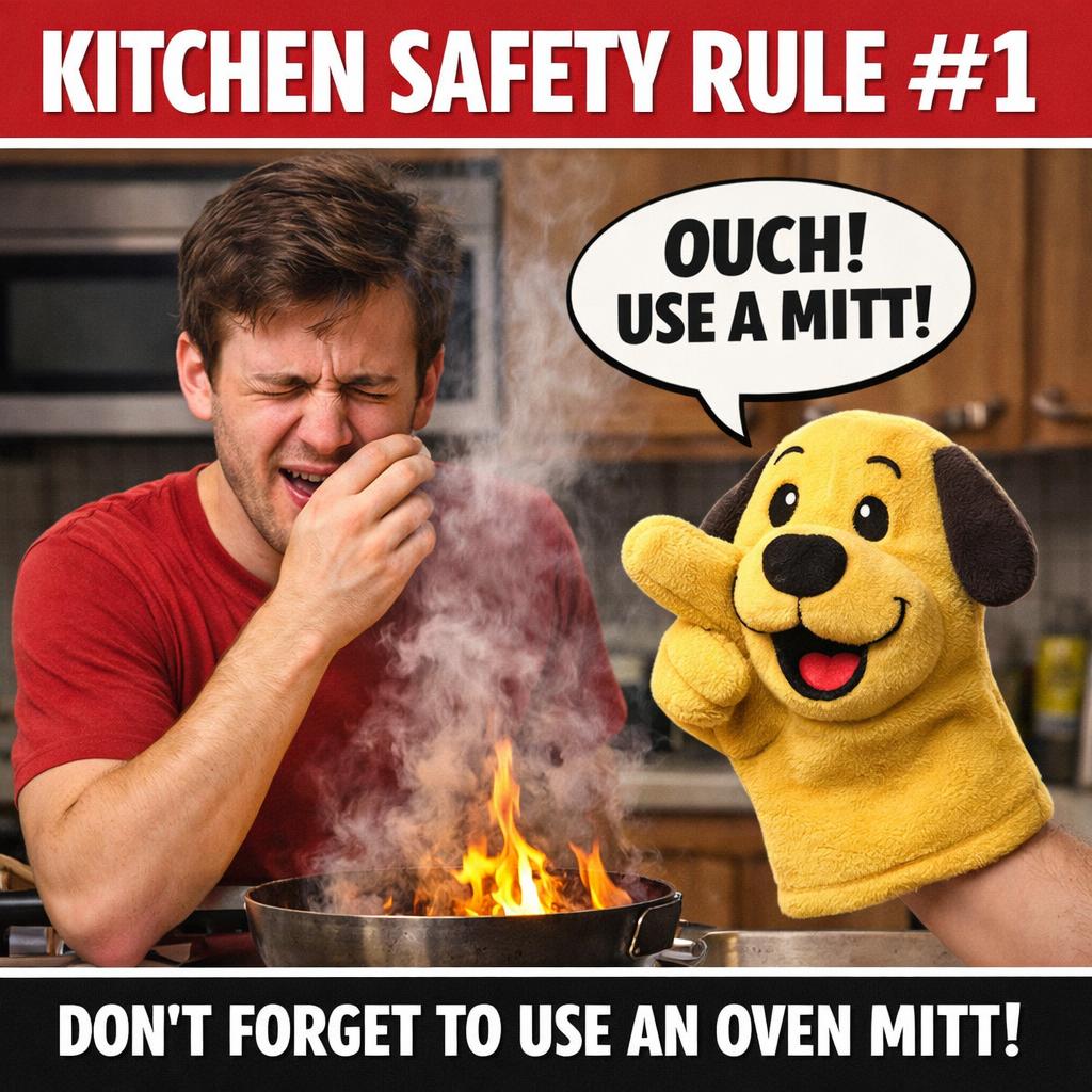 Create a meme about a kitchen safety rule. Please make school ap Blank Meme Template