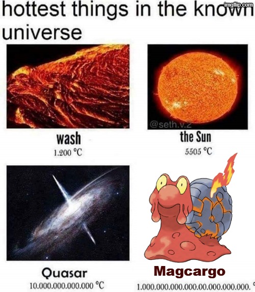 Magcargo | Magcargo | image tagged in hottest things in the known universe | made w/ Imgflip meme maker