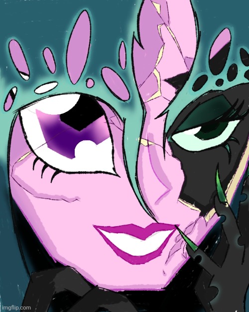 Drew queen chrysalis cause i used to be terrified from her when I was 6 | image tagged in art,mlp,my little pony,queen | made w/ Imgflip meme maker