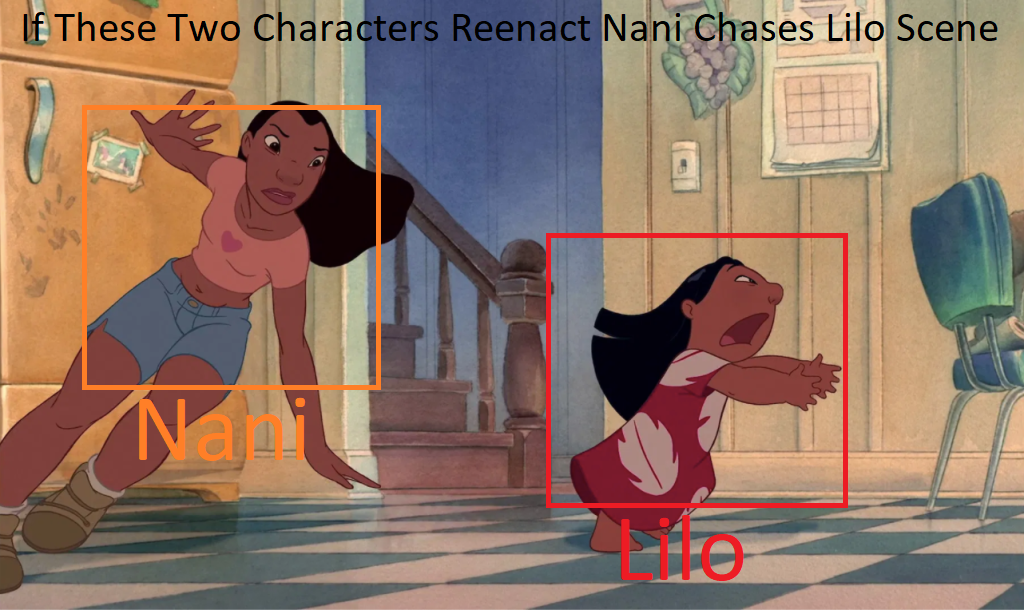 If These Two Characters Reenact Nani Chases Lilo Blank Meme Template