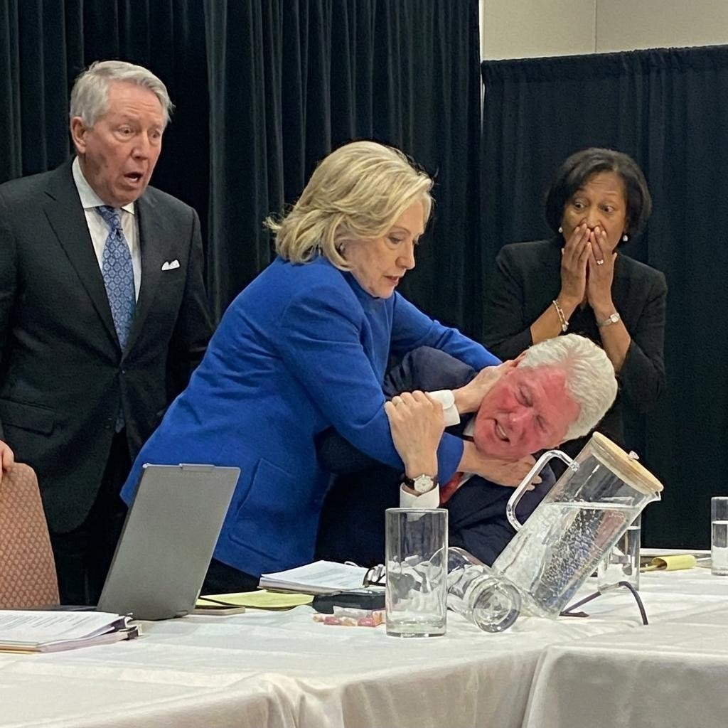 Hillary chokehold Bill Blank Meme Template