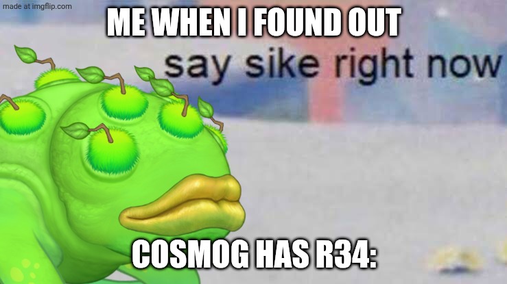 why r34? why????? | ME WHEN I FOUND OUT; COSMOG HAS R34: | image tagged in brump say sike right now,msm,pokemon,cosmog,whyyy | made w/ Imgflip meme maker