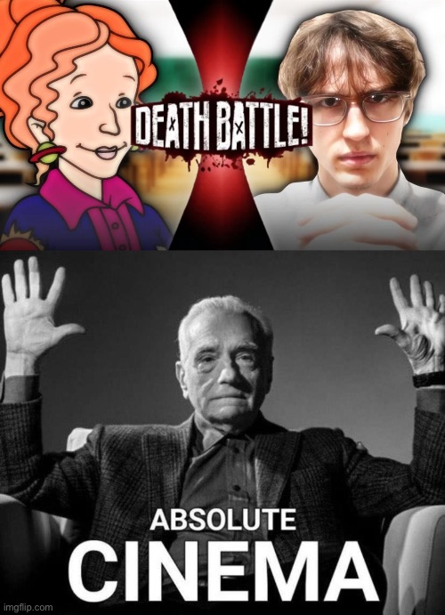 edward robinson vs miss frizzle | image tagged in martin scorsese absolute cinema,magic school bus,edward robinson,i hate knitters | made w/ Imgflip meme maker