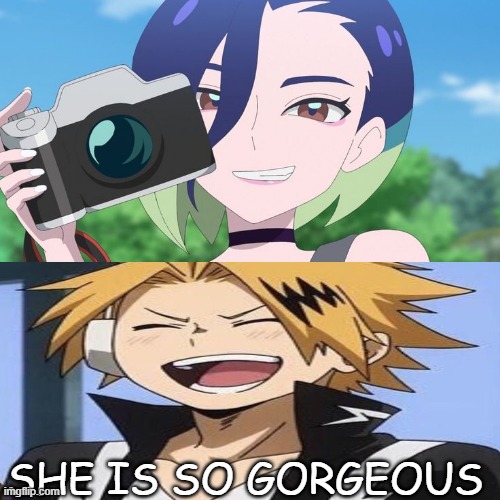denki falls in love with perrin | SHE IS SO GORGEOUS | image tagged in who falls in love with perrin,pokemon,my hero academia,anime,gorgeous,pokemon scarlet and violet | made w/ Imgflip meme maker