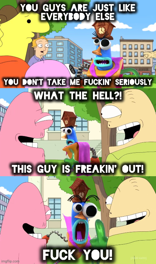 SILLY SAMUEL | image tagged in smiling friends,fuck you,memes,adult swim,lol | made w/ Imgflip meme maker