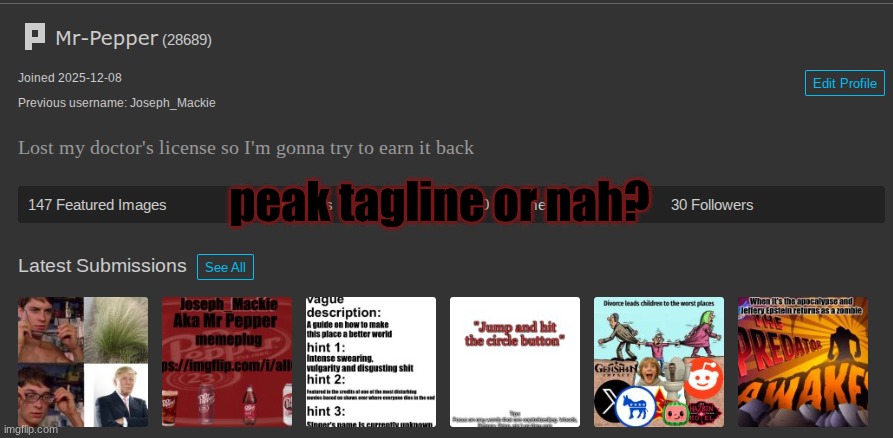 peak tagline or nah? | made w/ Imgflip meme maker