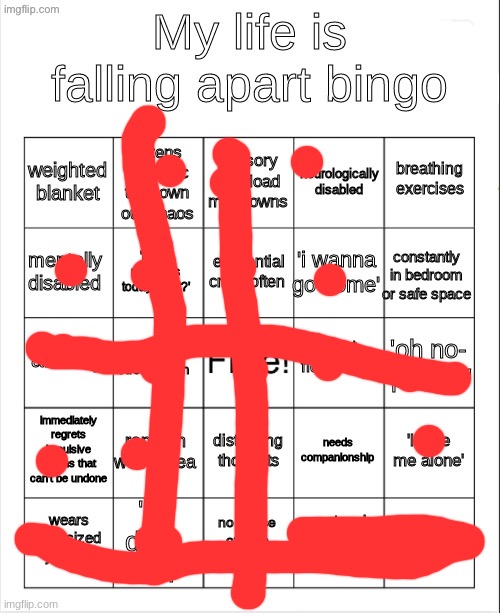 I think my life mayhaps be falling apart | image tagged in my life is falling apart bingo | made w/ Imgflip meme maker