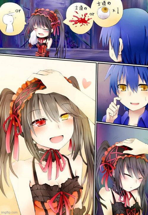 image tagged in date a live,kurumi,shido | made w/ Imgflip meme maker
