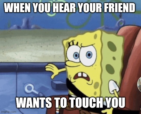 WHEN YOU HEAR YOUR FRIEND; WANTS TO TOUCH YOU | made w/ Imgflip meme maker