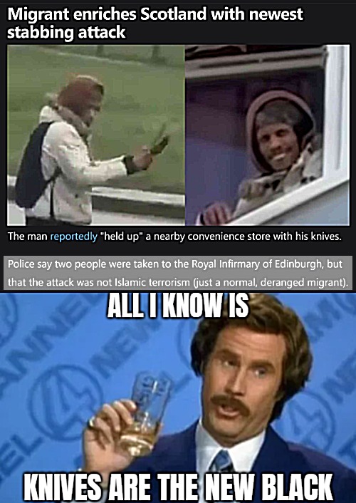 image tagged in anchorman,dark humor,immigrants,crime,nsfw | made w/ Imgflip meme maker