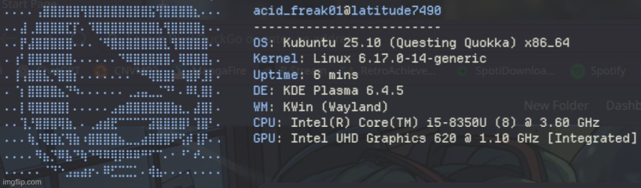 Here's my fastfetch setup. I want to customize it more with icons but I can't figure it out right now. | made w/ Imgflip meme maker