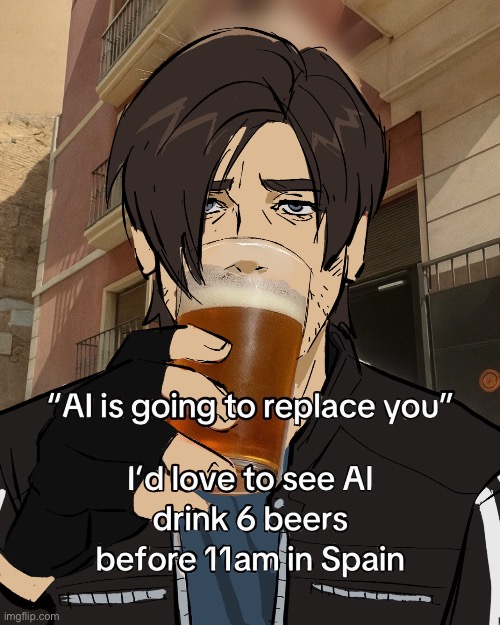 I found this random template, I’m sure it’s dead. Super funny though! | image tagged in leon s kennedy's rampant alcoholism | made w/ Imgflip meme maker
