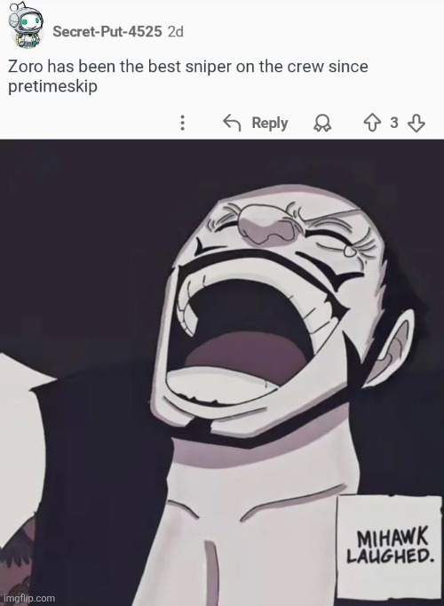 image tagged in memes,zoro,sniper | made w/ Imgflip meme maker