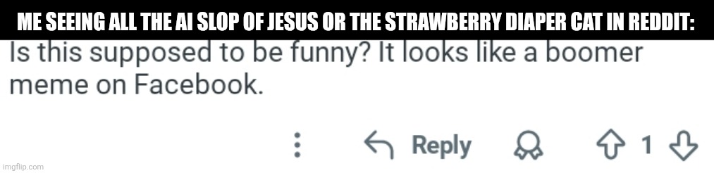 ME SEEING ALL THE AI SLOP OF JESUS OR THE STRAWBERRY DIAPER CAT IN REDDIT: | image tagged in memes,jesus,kitten | made w/ Imgflip meme maker