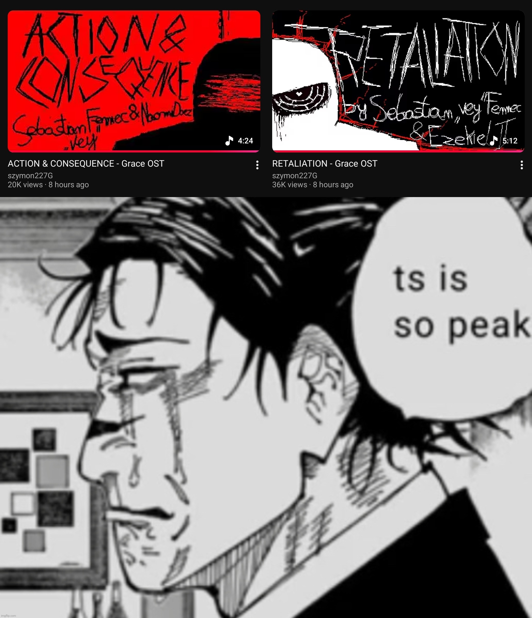 THE YT THUMBNAILS LINED UP PERFECTLY ON MY RECOMMENDED | image tagged in ts is so peak | made w/ Imgflip meme maker