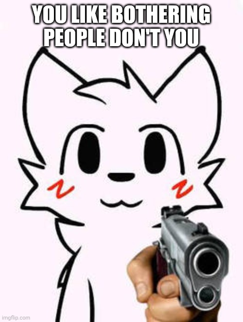Stop bothering me | YOU LIKE BOTHERING PEOPLE DON'T YOU | image tagged in boykisser with a 1911 | made w/ Imgflip meme maker