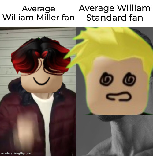 Average Fan vs Average Enjoyer | Average William Miller fan Average William Standard fan | image tagged in average fan vs average enjoyer | made w/ Imgflip meme maker