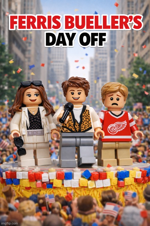 Twist & Shout | image tagged in ferris bueller,ferris buellers day off,matthew broderick,ai art,lego art,brian einersen | made w/ Imgflip meme maker