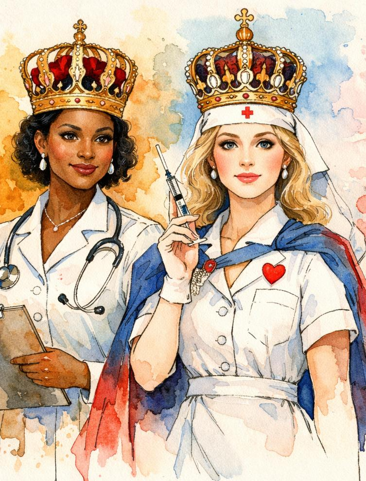 Queens wearing nurse clothing Blank Meme Template