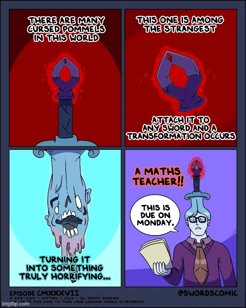 image tagged in pommel,cursed,sword,transformation,math teacher,homework | made w/ Imgflip meme maker