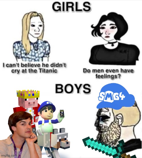 Do men even have feelings | image tagged in do men even have feelings,smg4,technoblade never dies,matpat,emotional,meme | made w/ Imgflip meme maker