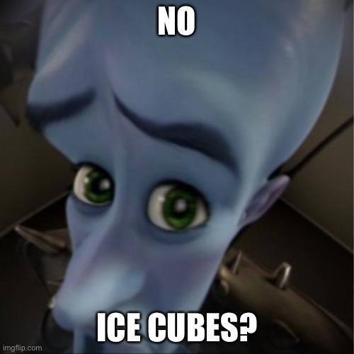 Megamind peeking | NO; ICE CUBES? | image tagged in megamind peeking | made w/ Imgflip meme maker