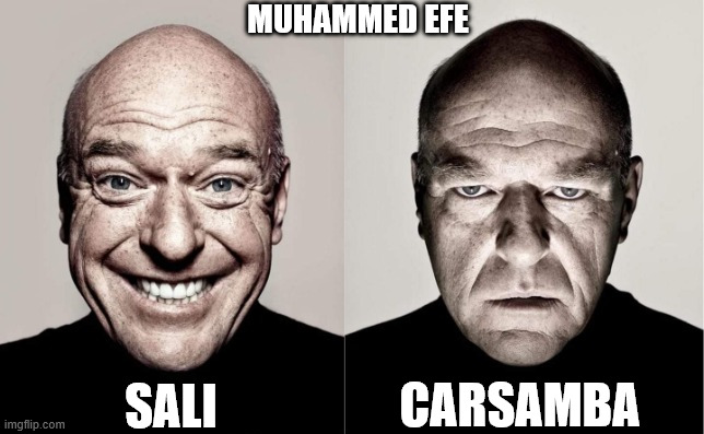 Hank | MUHAMMED EFE; SALI; CARSAMBA | image tagged in hank | made w/ Imgflip meme maker