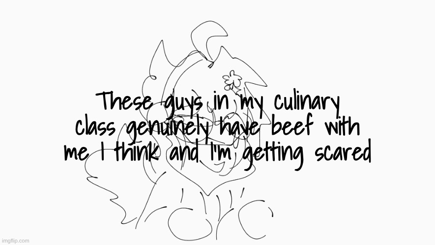 aaaaaaaagh | These guys in my culinary class genuinely have beef with me I think and I'm getting scared | image tagged in cosmo's shitpost temp | made w/ Imgflip meme maker