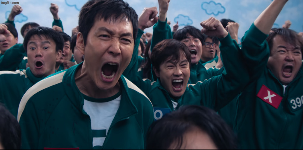 Squid Game Cheer | image tagged in squid game cheer | made w/ Imgflip meme maker