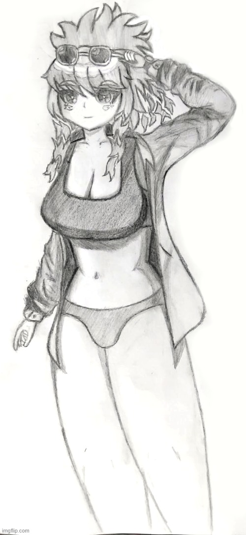 Swimsuit Kaori's drawing :] (don't ask why I drew like that) | image tagged in swimsuit kaori,ultimateverse,bruh | made w/ Imgflip meme maker